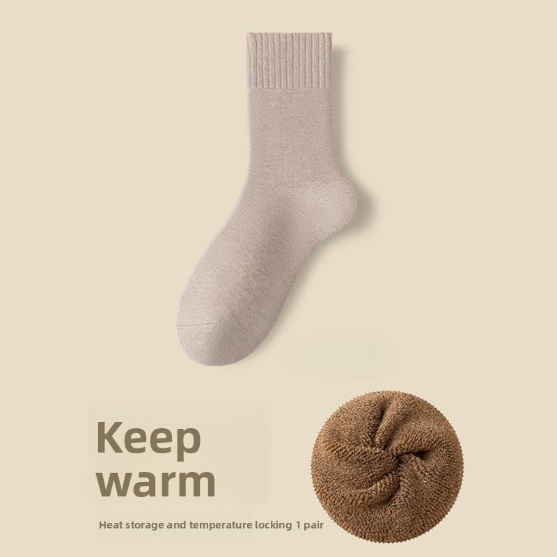 

Female Autumn and Winter Plus Velvet and Thick Hair Ring Warm Not Frozen Feet Sleep Tube Socks 1 pair світло-рожевий колір