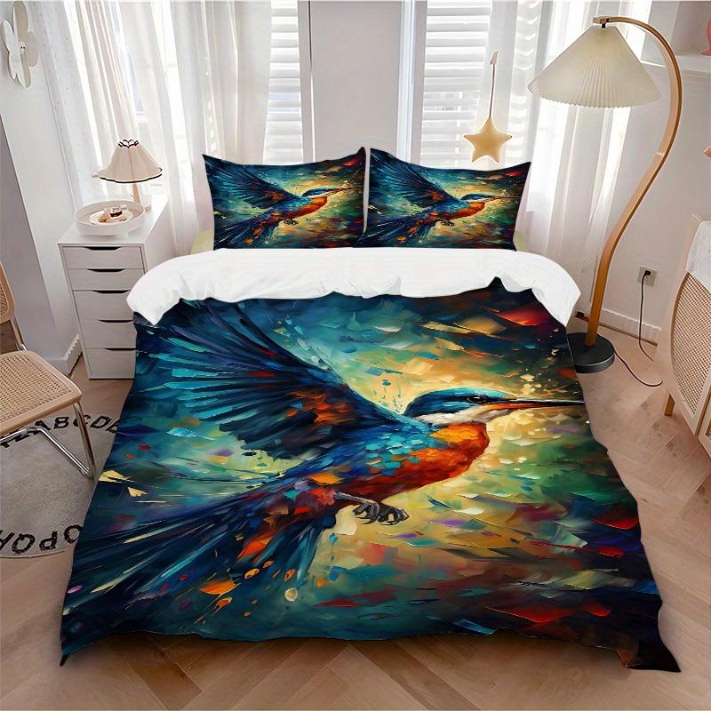 

3pcs Avian Colors Bedding Cover Set, Fashion Classic Popular Print Bedding Set, Soft Comfortable, All - Season Use, For Bedroom, Guest Room195 135x200cm