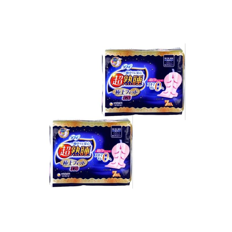 

[Bulk purchase 2 sets] Sophie Super deep sleep, super fit 370 7 pieces Comes with wrap tape sanitary napkin night use Reliable slim type Especially