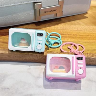 Chaveiro Criativo de Forno de Micro-ondas com Luz Kawaii Forno Pingente de Mochila Chaveiro Amuleto Bolsa Pingente de Carro Chaveiro Joias Presentes