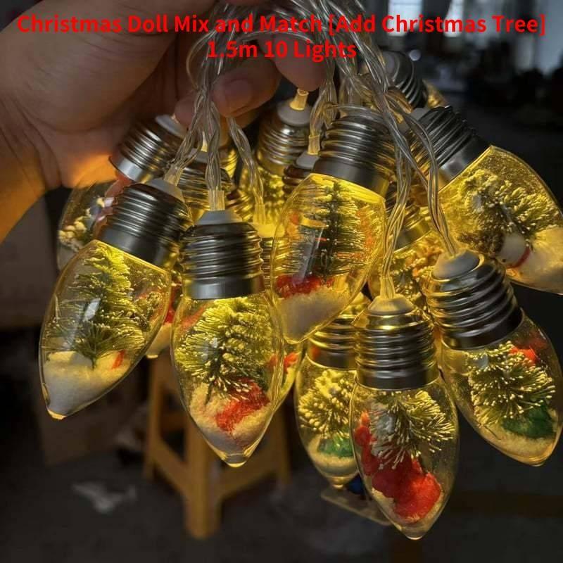 Christmas Tree Led Snow Globe Bulb String Lights For Indoor Outdoor White Warm