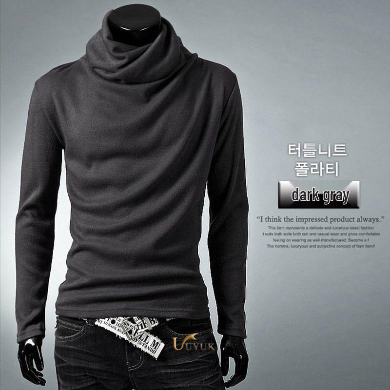 Men's Slim Fit Turtleneck Knit Sweater: Spring & Autumn Solid Color, Korean Style Long Sleeve Pullover.