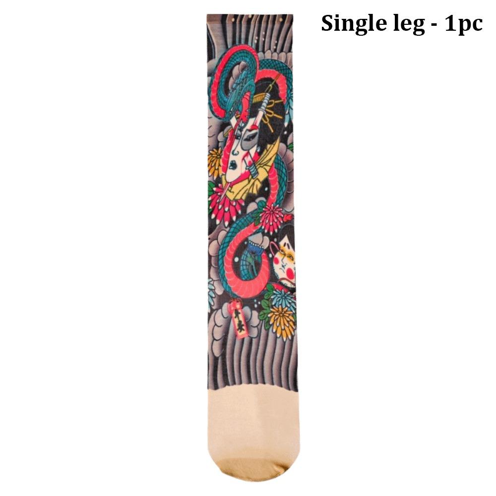 1pc Sexy Single-leg Socks Simulated Tattoo Tattooed Stockings Women's Printed Thigh Socks  Summer