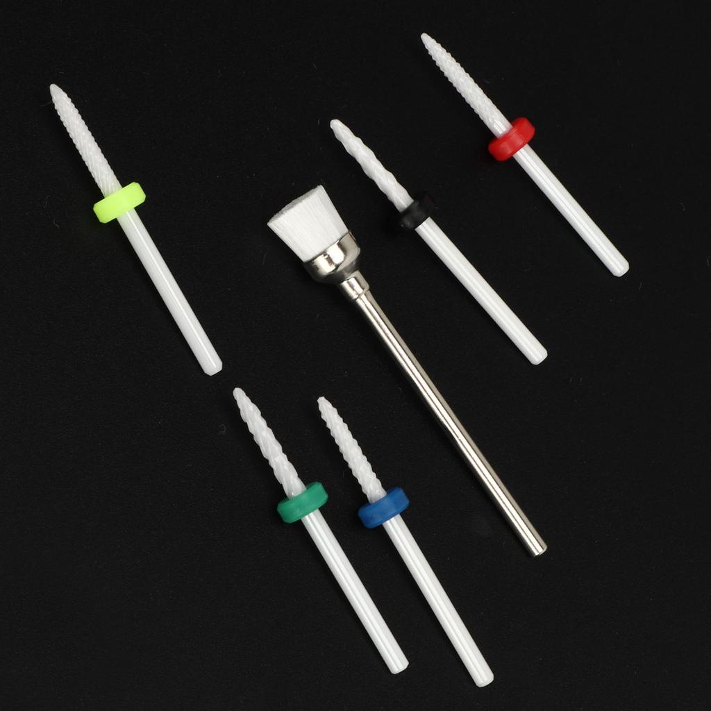 6pcs Nail Drill Bit Set Professional Home Salon Ceramic Cuticle Remover Bits for Nail Artist Novice