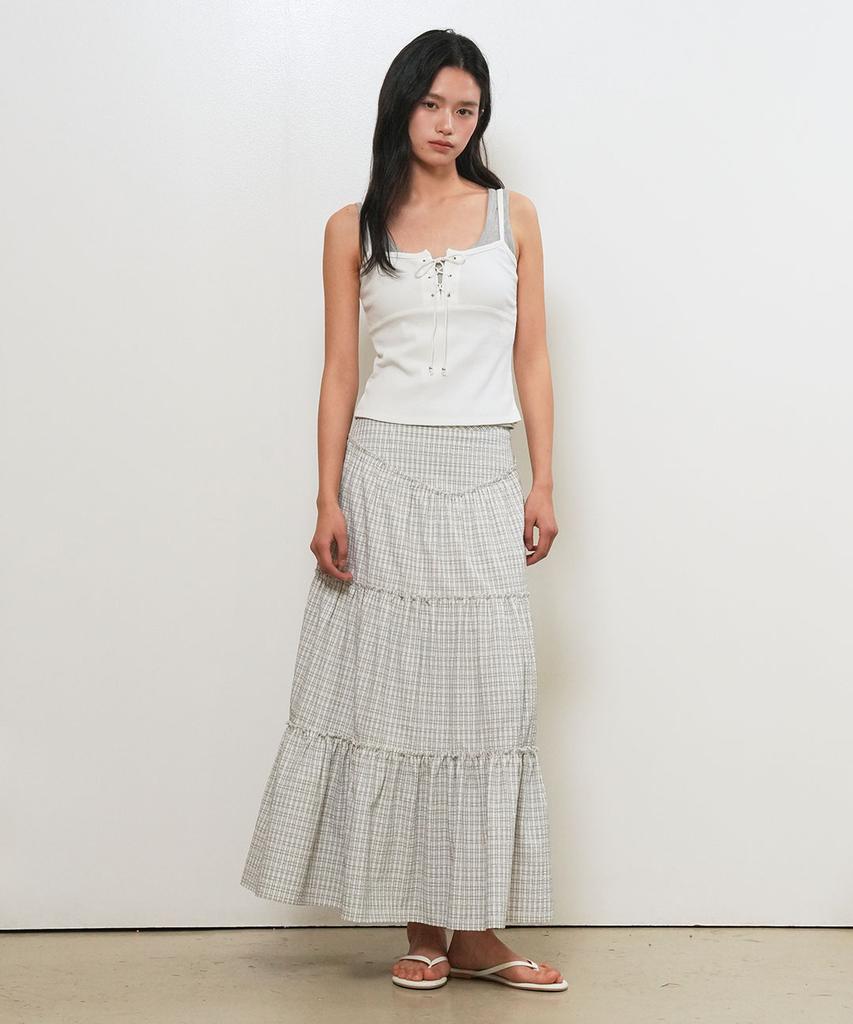 GENERALIDEA Shirred Tiered Long Skirt [Check] / Gf2Lsk511