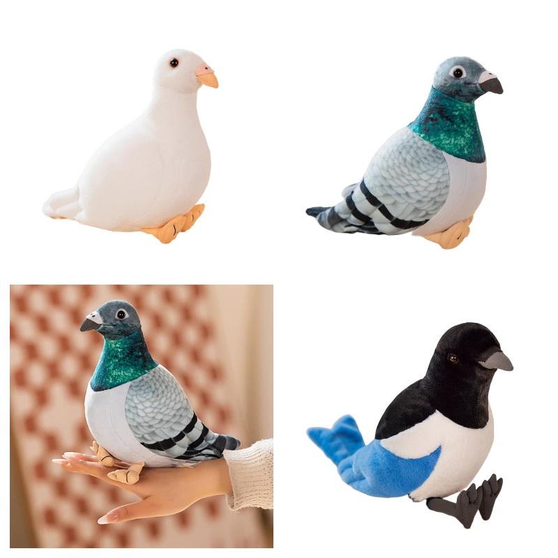 Realistic Plush Pigeon Toy With Soft Pp Cotton Filling, Perfect For Decor And Gifts, Available In White And Green