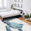 Turtle Washable Area Rugs Blue Ocean Animal Vintage Texture Non Slip Rugs for Living Room Bedroom,Low Pile Floor Mat Large