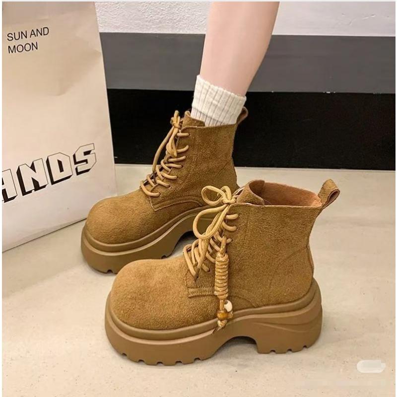 Fashion Hip-hop Hip-hop Muffin Thick-bottomed Wedge Heel Tooling Martin Boots New Inner Height Increase and Short Boots