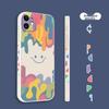 Liquid Silicone Case for IPhone 12, Protective Cover with Painted Creative Design, Shockproof Soft Smiley Face], 6.1 Inch, White