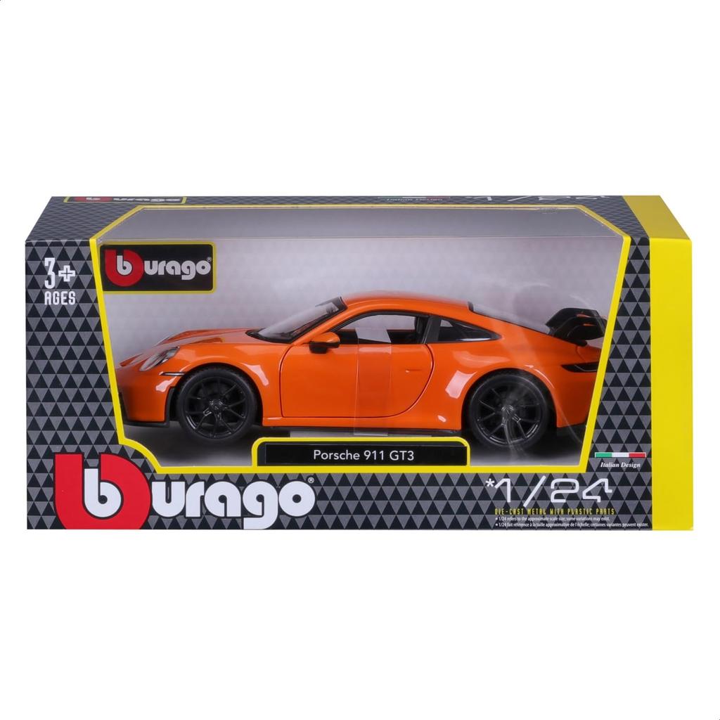 Bburago 1/24 Scale Porsche 911 (992) GT3 2021 Orange / Diecast Model Car, Finished Product, 18-21104 OG