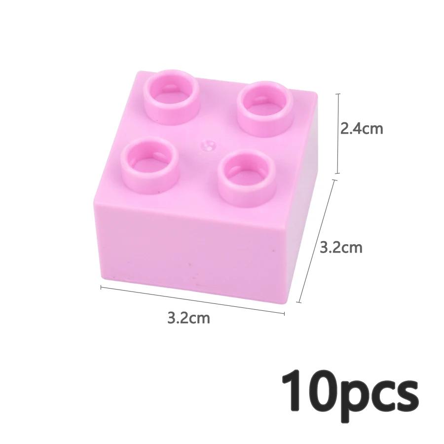 10Pcs 2X2 Dot Big Size Colorful Building Blocks Large Figures Thick Print Brick Toys Educational for Kid Compatible with Duploes