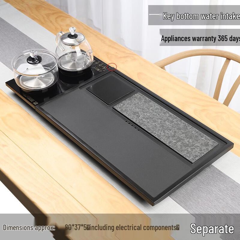 Hanton Natural Black Gold Stone Automatic Tea Tray Set