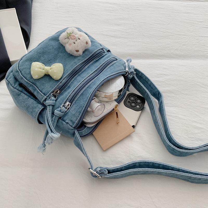Jeansstofftaschen - Mehrere Fächer, Modisch für den Weg zur Arbeit, Lässig für Reisen, Einzelne Umhängetasche