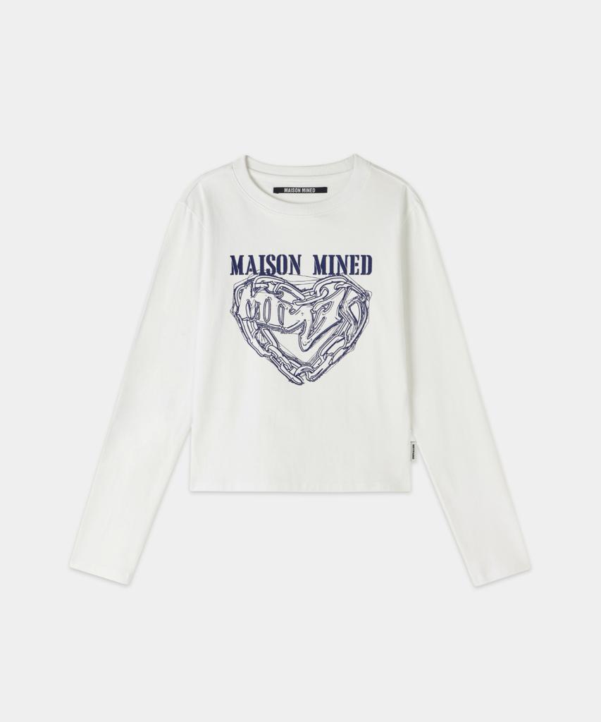 MAISON MINED (W) Doodle Heart Long Sleeve White