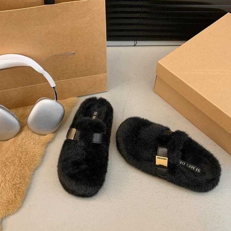 Fashion Platform Slippers for Women 2025 New Autumn and Winter High-end Baotou Cotton Slippers