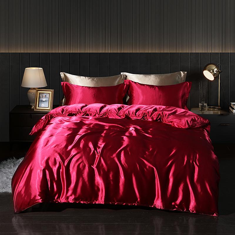 Luxury Gold Mulberry Silk Bedding Set Comforter Quilt Cover Flat Sheet Pillowcase Double Ru Europe Queen Bed Linen Duvet Covers