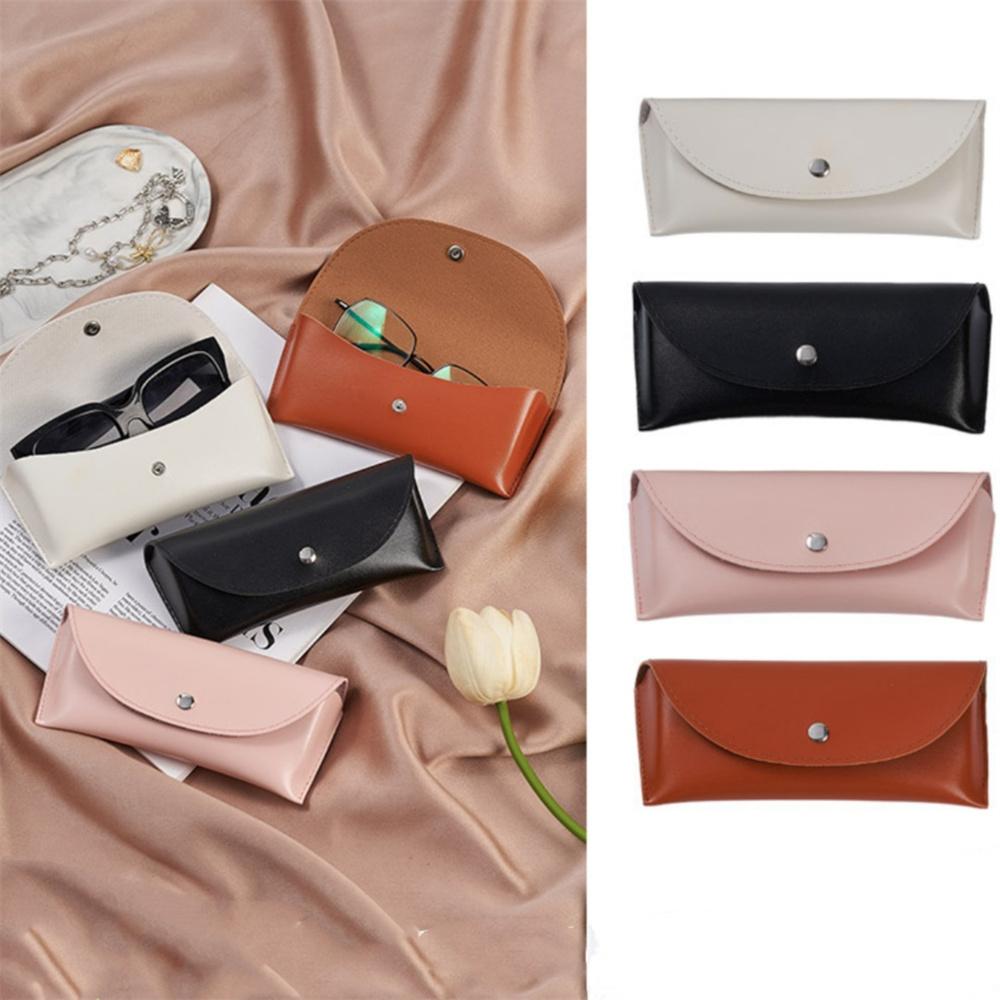 Pu Leather Button Sunglasses Case Portable Soft Glasses Boxs Waterproof Glasses Protective Cover Eyewear Storage Bag