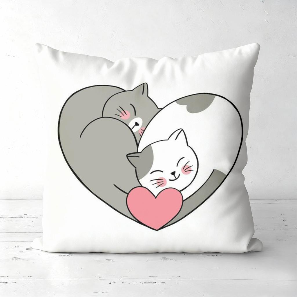 Cute Cat Valentine's Day Love Pattern Throw Pillows Polyester pillowcase, sofa decorative cushion cov Headboard Pillow