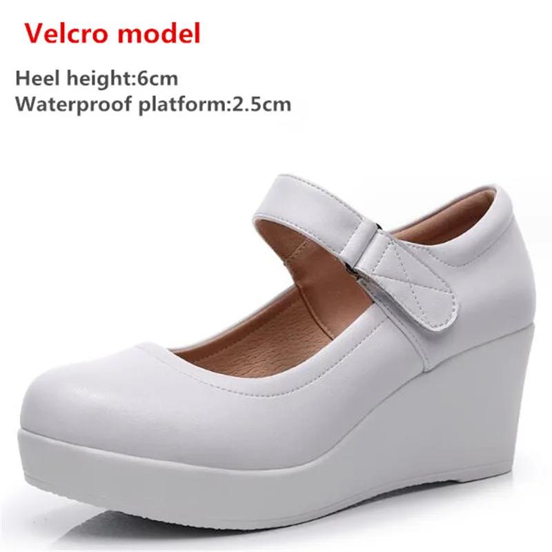 

Модная женская обувь на танкетке, женская обувь для увеличения роста, туфли на высоком каблуке с ремешком и пряжкой, женские водонепроницаемые кожаные туфли на платформе 33-43 41