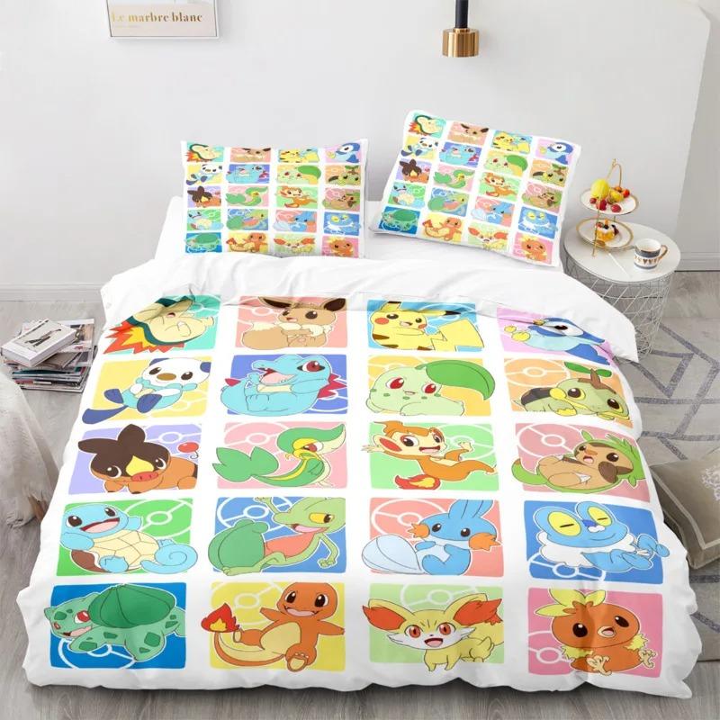 

Cartoon Anime Pokemons Bedding Set Kawaii Pikachu Gengar Eevee Charizard Quilt Duvet Cover Pillowcase Kid Bed Set Twin King Size 135x200cm