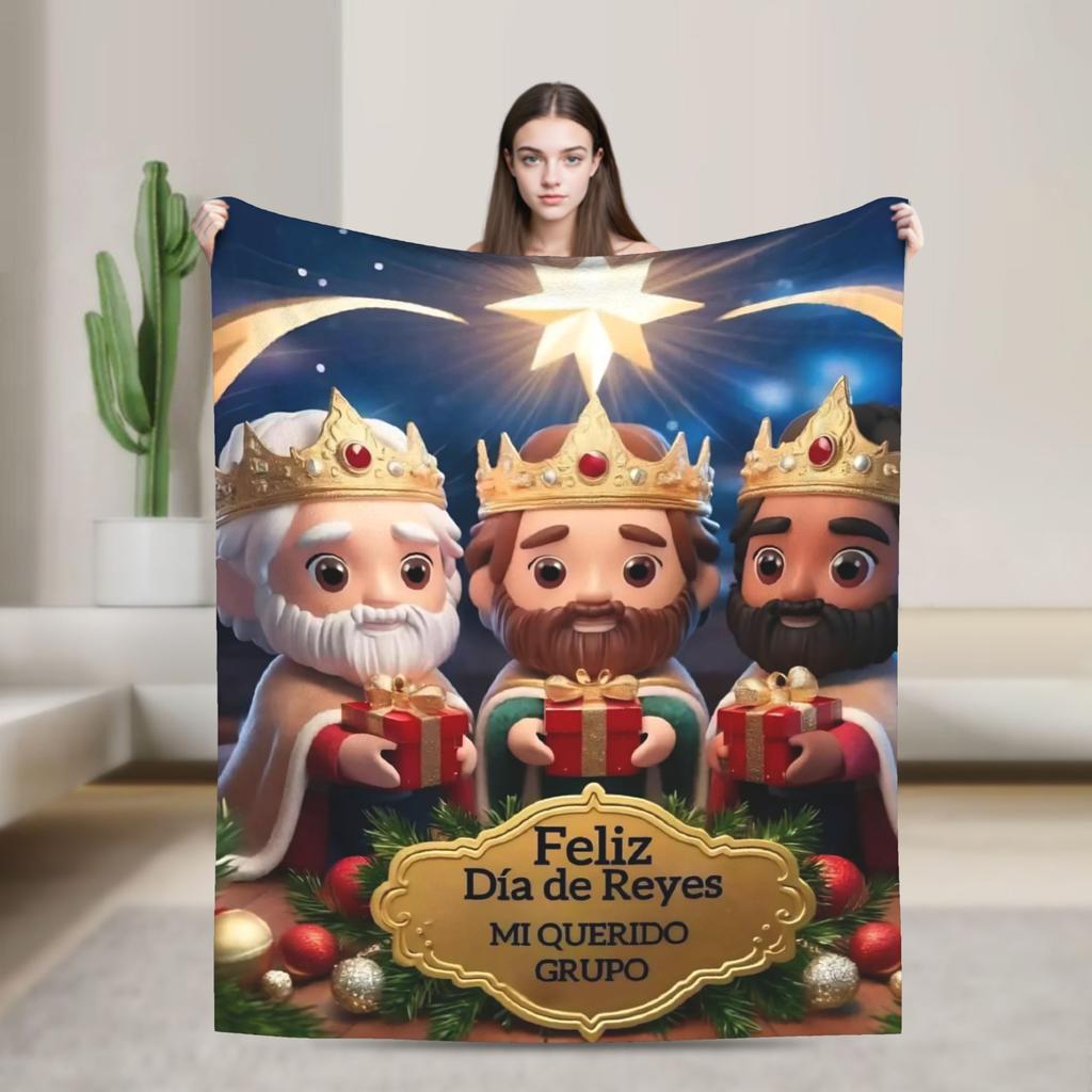 Día de los Reyes Magos Throw Blanket for Couch  Fuzzy Soft Plush Blanket 50x60 Inches Multi-size Bedspread for All Seasons