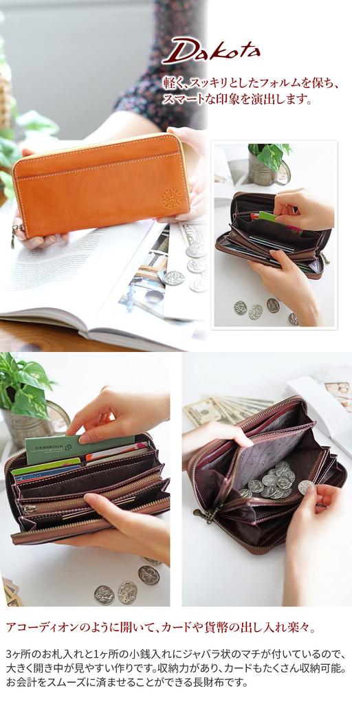 Dakota Women's Long Wallet with Round Zipper, Red, DA-35896-30