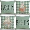 New Easter Fresh Plaid Pillow Cover Spring Cartoon Bunny Decorative Pillow Sofa Cushion Cover