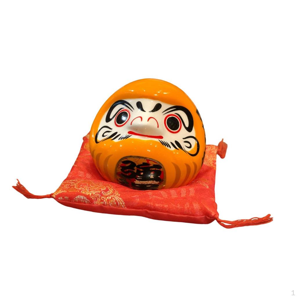 Ceramic Daruma Piggy Bank Desktop Decor Doll Japanese Figurine Saving Pot for Cafe
