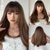 Cover Bangs Gradient Gray Long Silk Wigs High Temperature Chemical Fiber Wig Head Straight Hair
