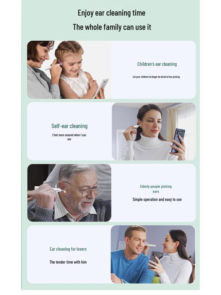 Ultra HD Wireless Smart Ear Spoon Endoscope - 20000W Luminous Cleaning Tool