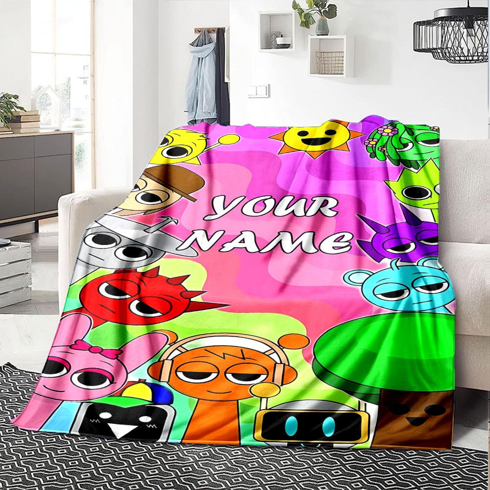 Customizable SPRUNKI2 Throw Blanket – Personalized Name, All-Season Cozy Snug Blanket, Machine Washable, Personalized Blanket