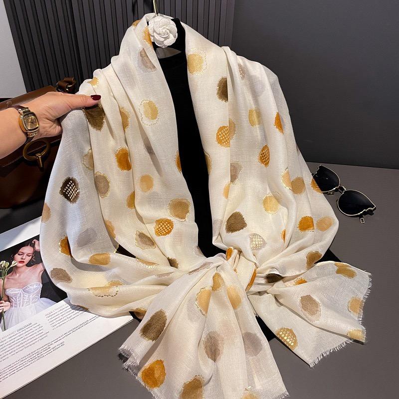

Women Lurex Polka Dot Fringe Cotton Viscose Shawls Scarf Lady High Quality Thin Wrap Beach Stole Bufandas Muslim Hijab 180*90Cm