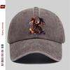 Pc Baseball Cap with Red Dragon Standing On Flaming Rock Pattern Print Fashionable Casual Fire Dragon Print Design Golf Cap H