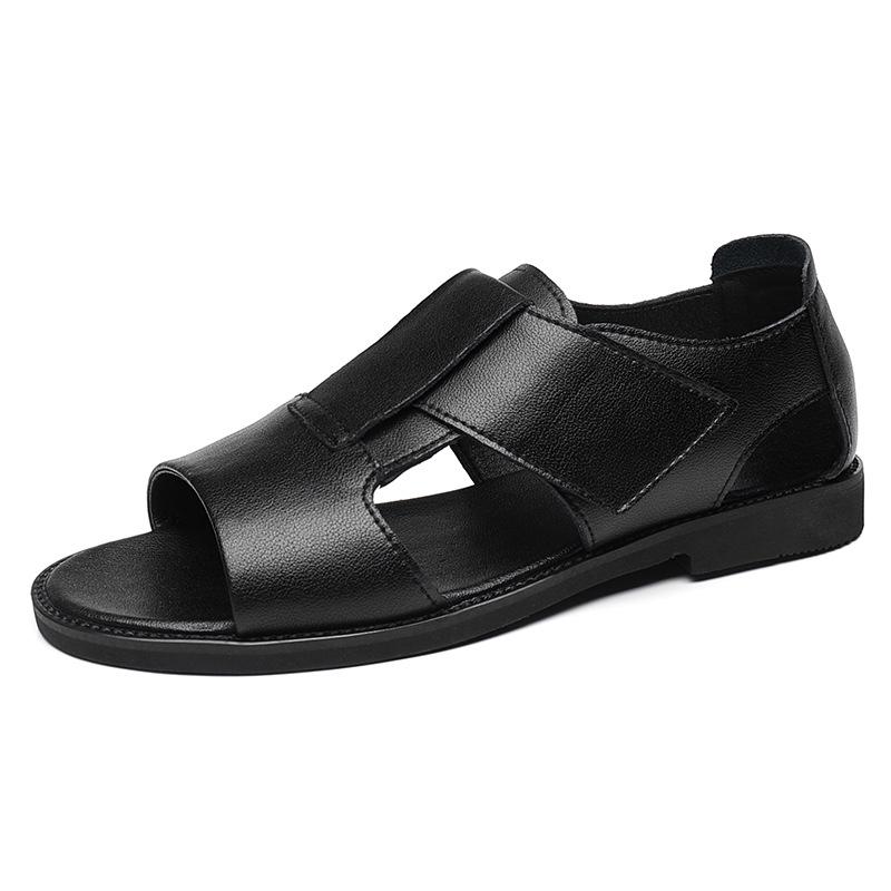 Men's 2024 Open-Toe Roman Sandals: Trendy, Breathable Cowhide Beach Shoes