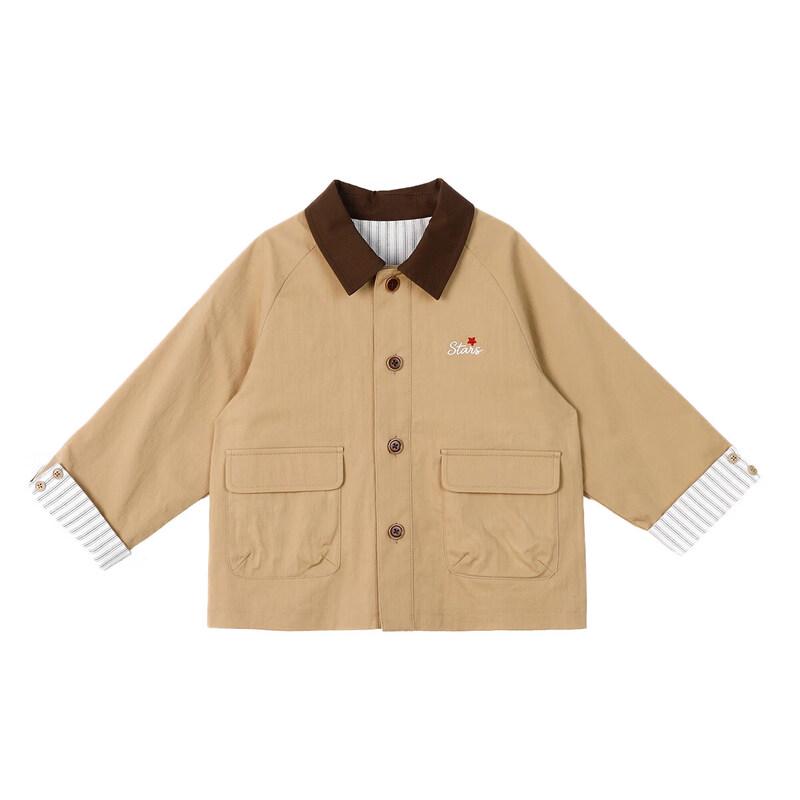 LUSONBABY Boys' Barn-Style Lapel Windbreaker Jacket