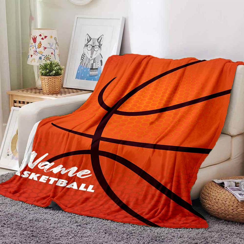 Custom Name Basketball Theme Printed Blanket - Perfect for Couch, Bed, Travel & Outdoor Use | Machine Washable, Cozy & Durable.
