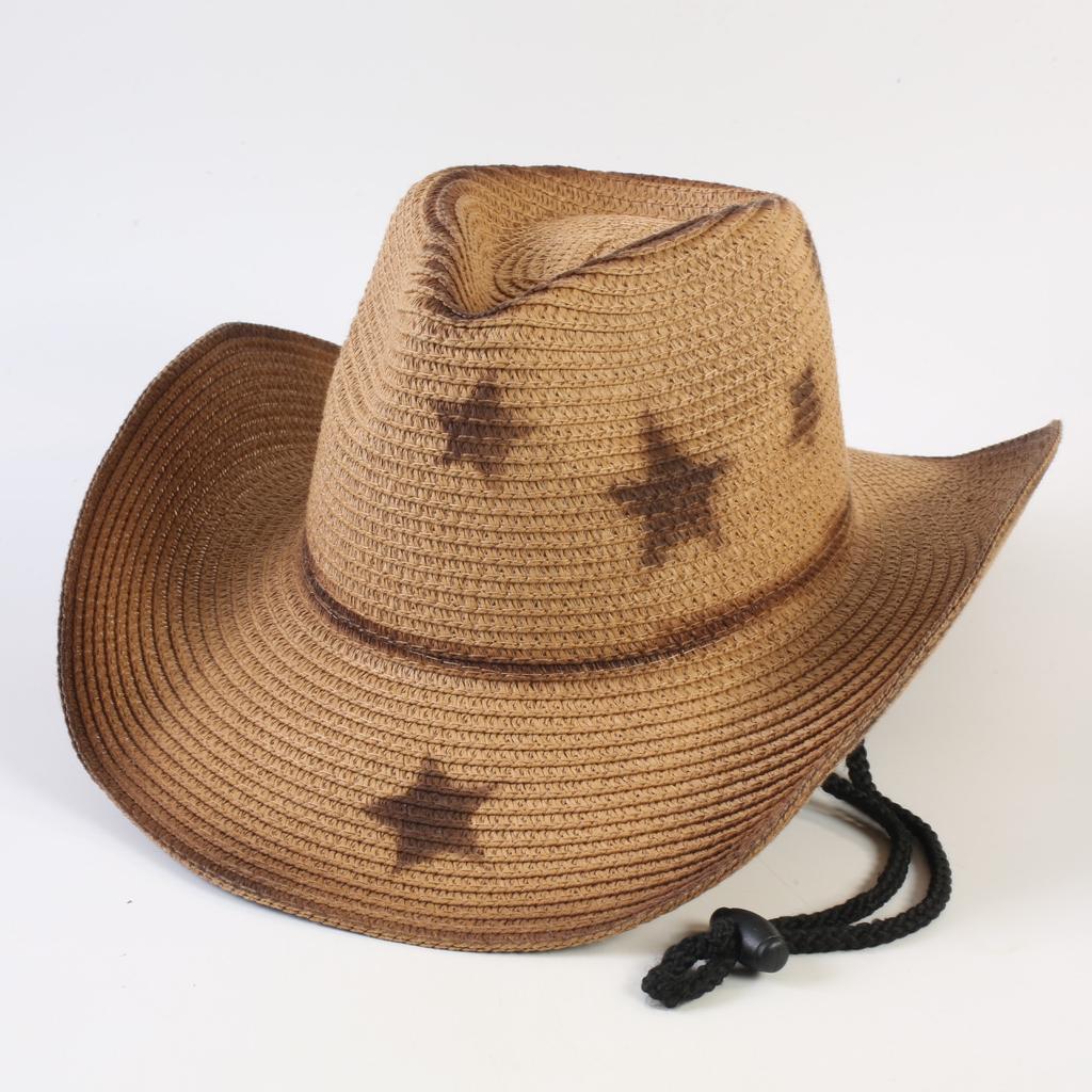 Popular Western Cowboy Straw Hat Men's and Women's Fashion Shade Straw Hat Classic Outdoor Western Cowboy Hat