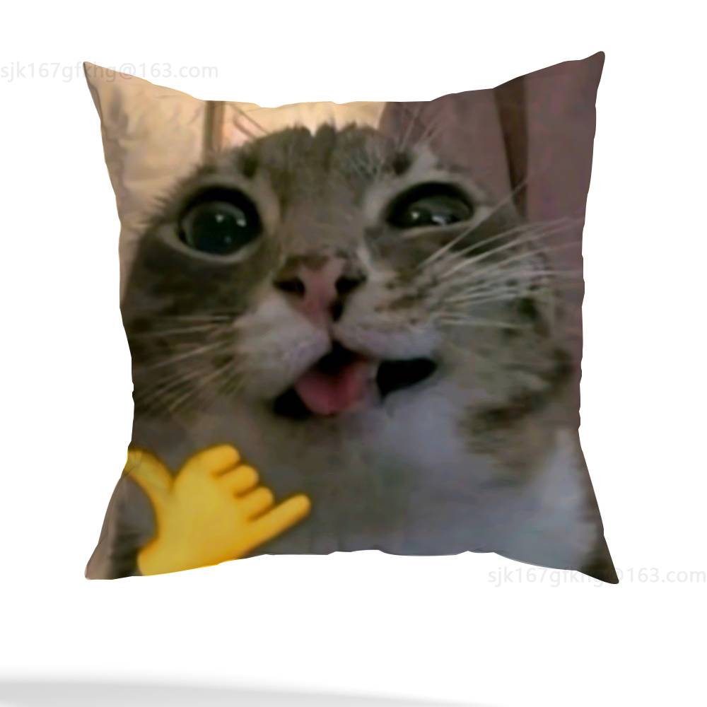 Funny Cat Meme Pillow Case Pillow Case Living Room Sofa Cushion Cover Suitable For Home Bedroom Room Decoration
