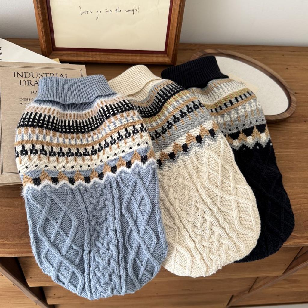 Vintage Pet Sweater Warm Pullover for Small To Medium Dogs And Cats Autumn Winter Dog Clothes Puppy Apparels