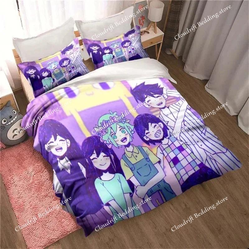 Anime Omori Printed Bedding Set All Seasons Double Duvet Cover Set Twin King Size Bedclothes Home Textile