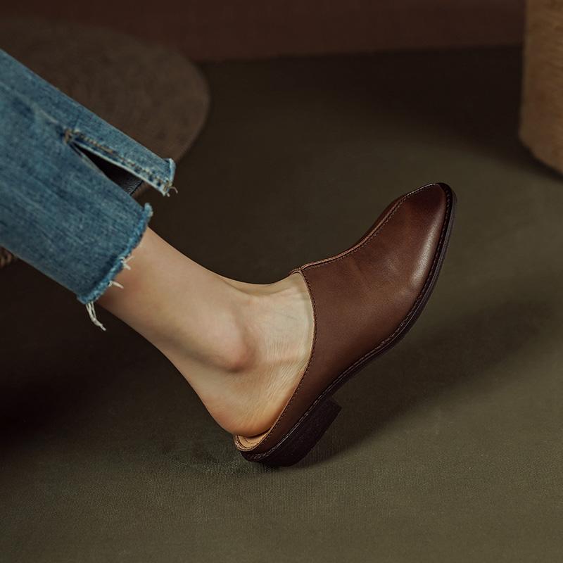 Fashion 2024 New Summer Women Shoes Mules Shoes for Women Outdoor Slippers Women Chunky Heel Cover Toe Slippers Shoes Zapatos De Mujer