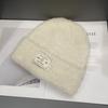 Patch Knitted Hat for Women In Autumn and Winter Warm and Ear Protecting  Soft and Waxy Thickened Plush Woolen Hat Showing A Trendy Face