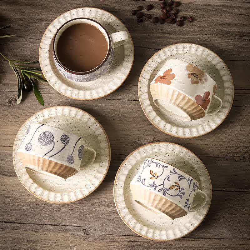 Rustic Ceramic Coffee Cup & Saucer Set