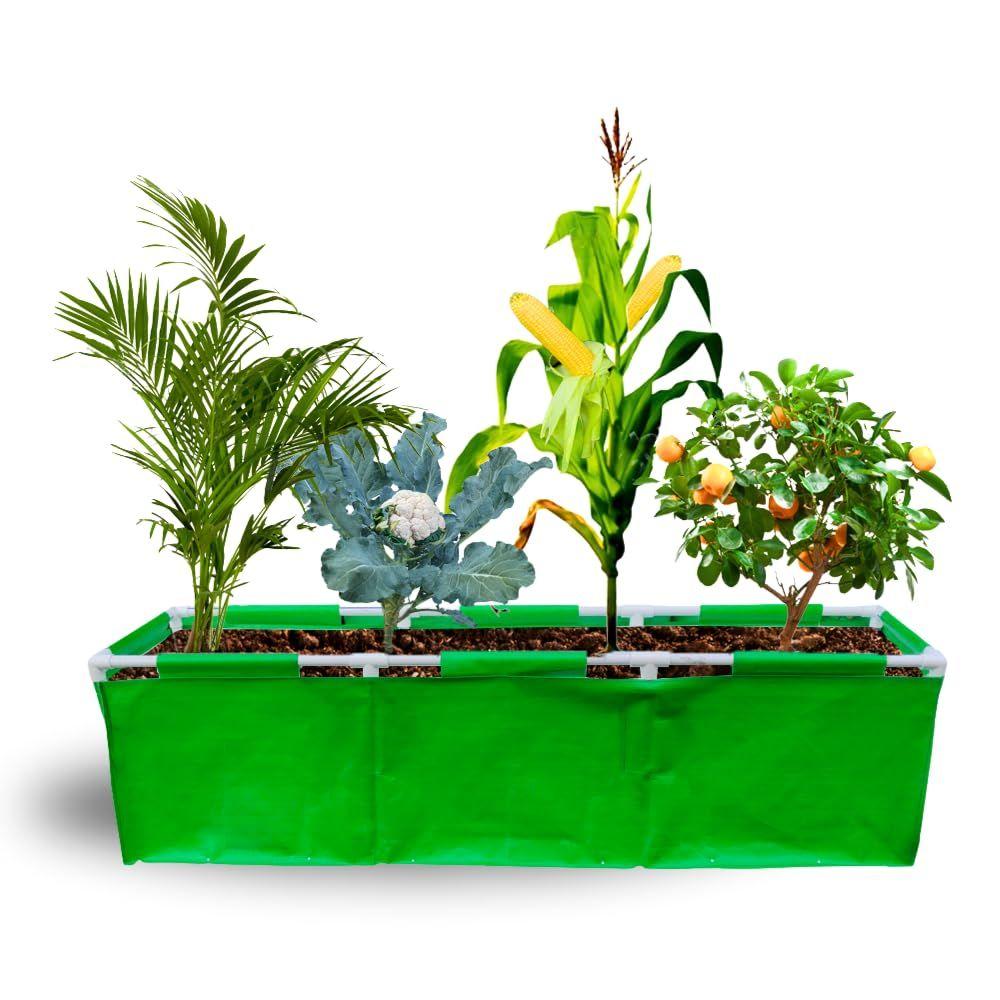 Rectangle Grow Bag with Supporting PVC Pipes for Home & Terrace Garden | Premium HDPE 350 GSM Raised Bed Plant Bag Planter (Pack of 1)