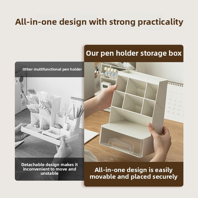 Large Capacity Pencil Holder Desktop Stationery Storage Box Divided Drawer Stationery Organizer for Students Office Storage Rack