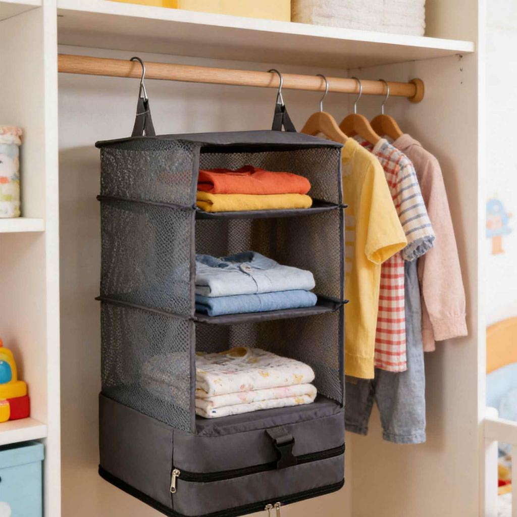 Suitcase Organizer Travel Luggage Organizer Portable Hanging Travel Shelves Collapsible Hanging Packing Cubes for