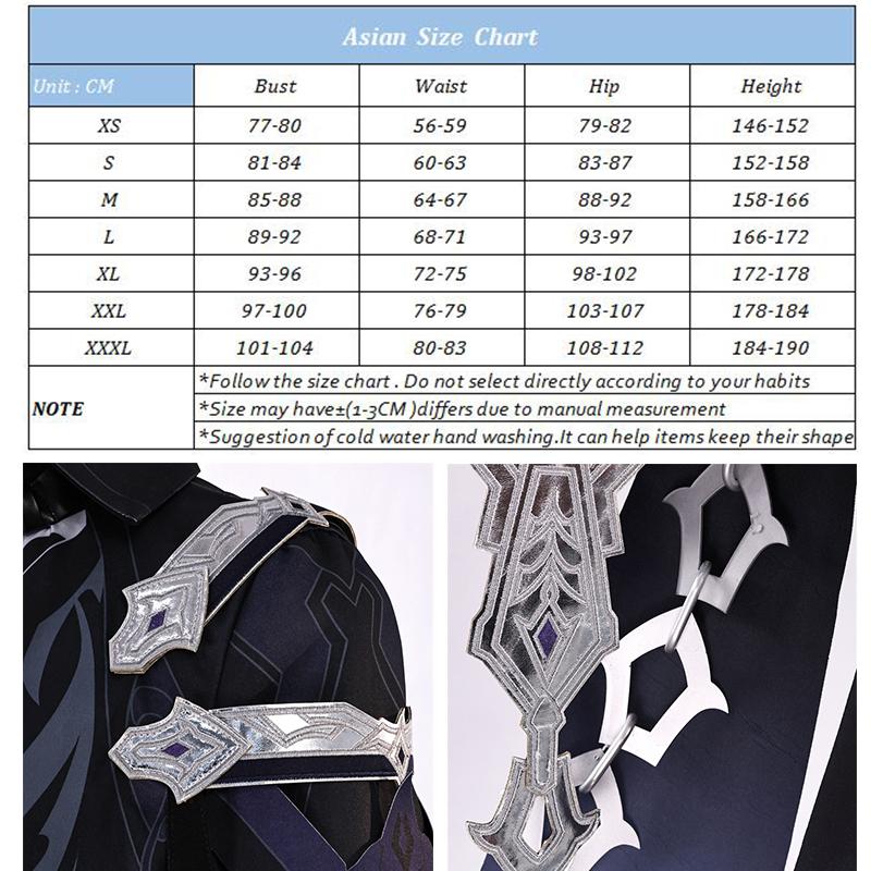 Game Genshin Impact Flins Cosplay Costume Shadowy Lights Stranger Wights Flins Men Suit Halloween Role Party Outfit