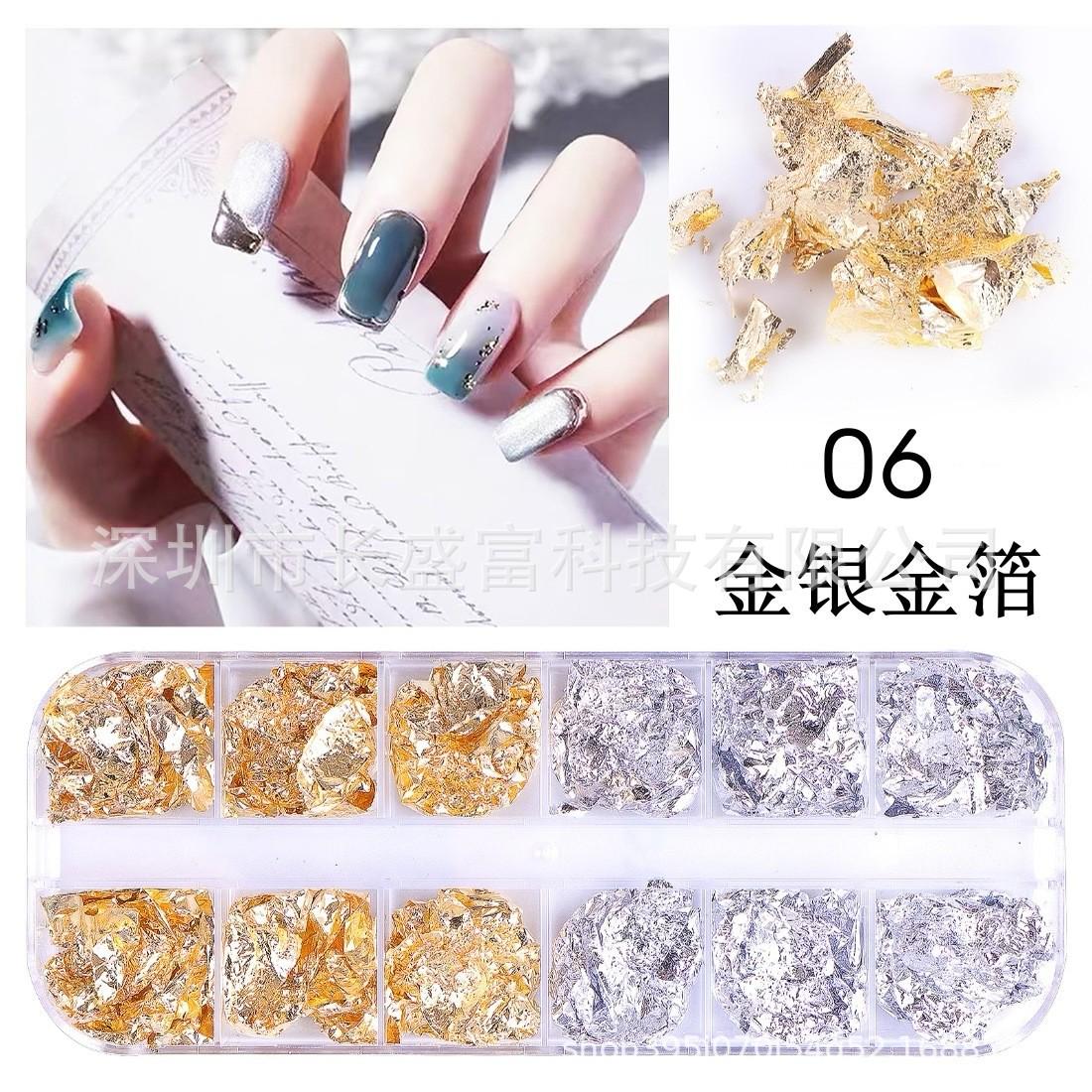 

Versatile Nail Decoration: Gold & Silver Foil Flakes for Manicures