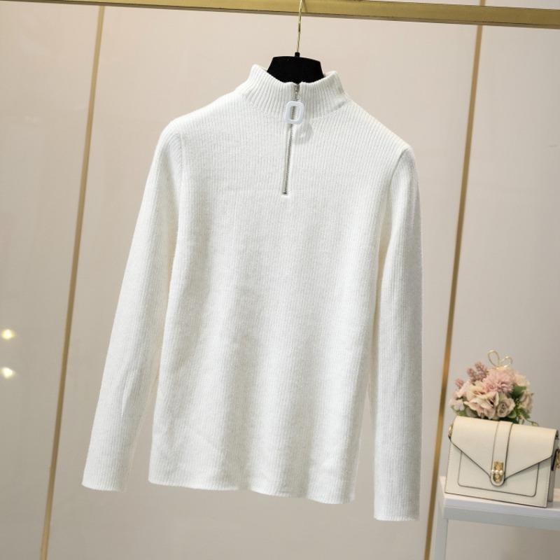 Autumn and Winter Black Semi-turtleneck Bottoming Shirt Women's New Slim-fitting Versatile Long-sleeved Knitted Sweater Top Trendy