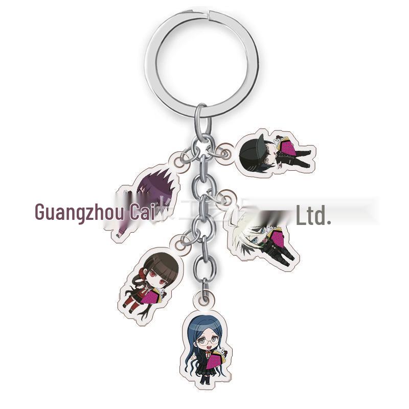 Набор акриловых брелоков Danganronpa Монокума Черно-белый (5 кусков) 27mm
